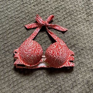 Aerie Patterned Front Clasp Halter Bikini Top 36C